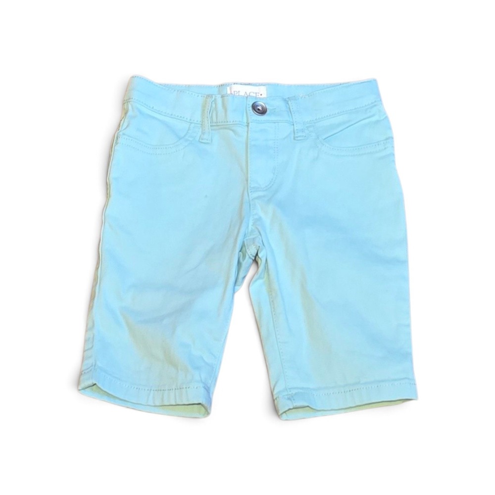 The Childrens Place Girls Aqua Blue Chino Bermuda Shorts Size 5 Stretch Cotton